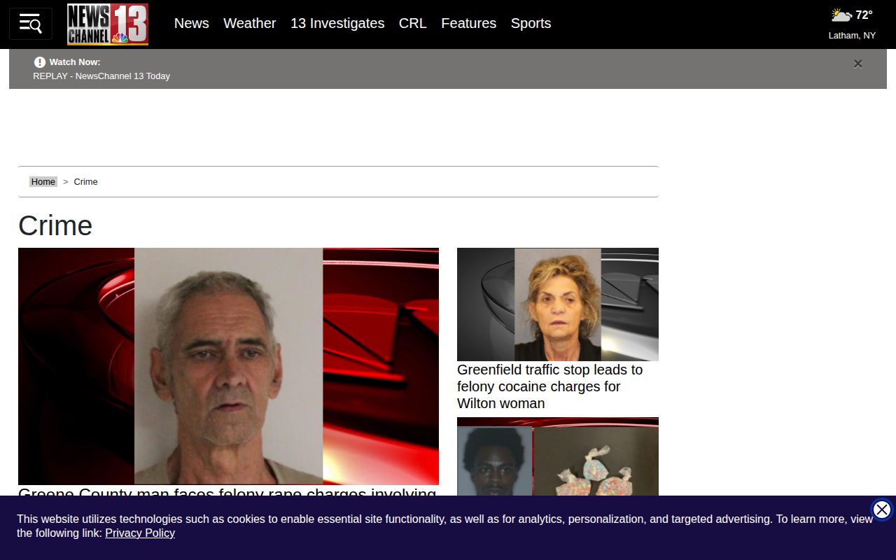 Albany County crime news reporting index from WNYT
