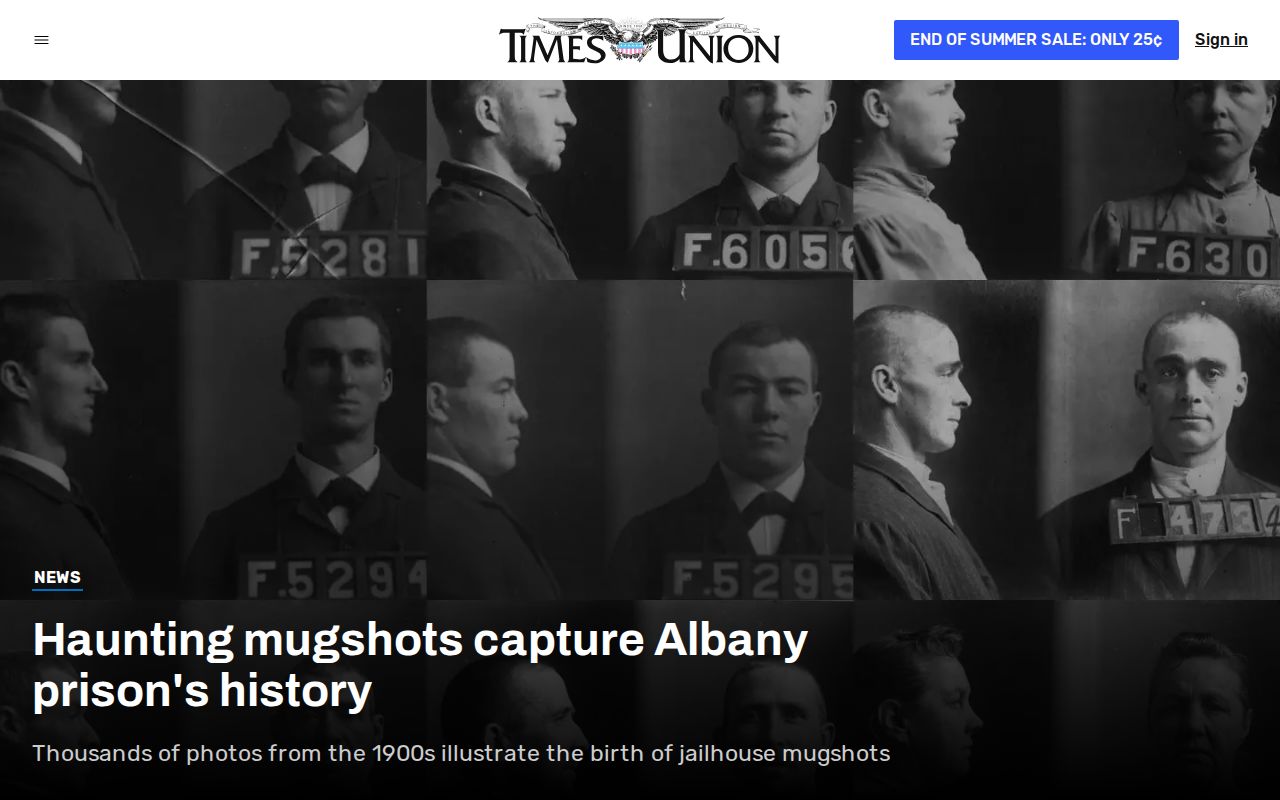 Albany County historical booking and identification record archive context
